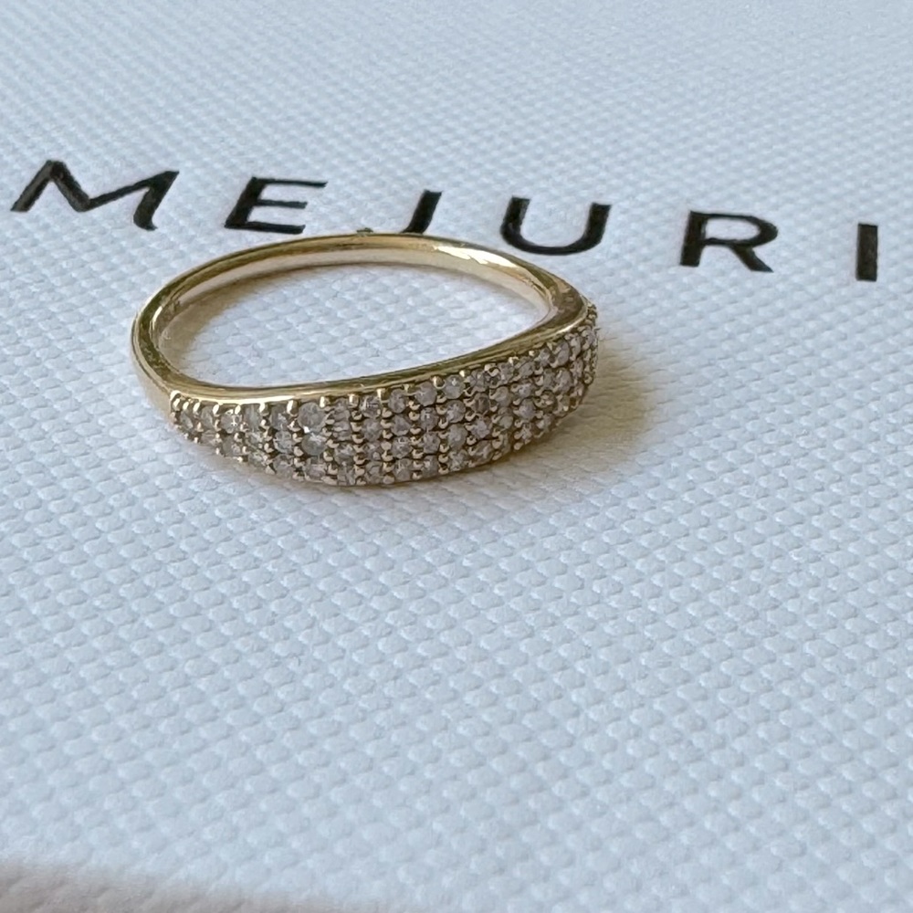 Ⓜ️💍 Mejuri 14K Pavé Diamond Slim Signet Size3